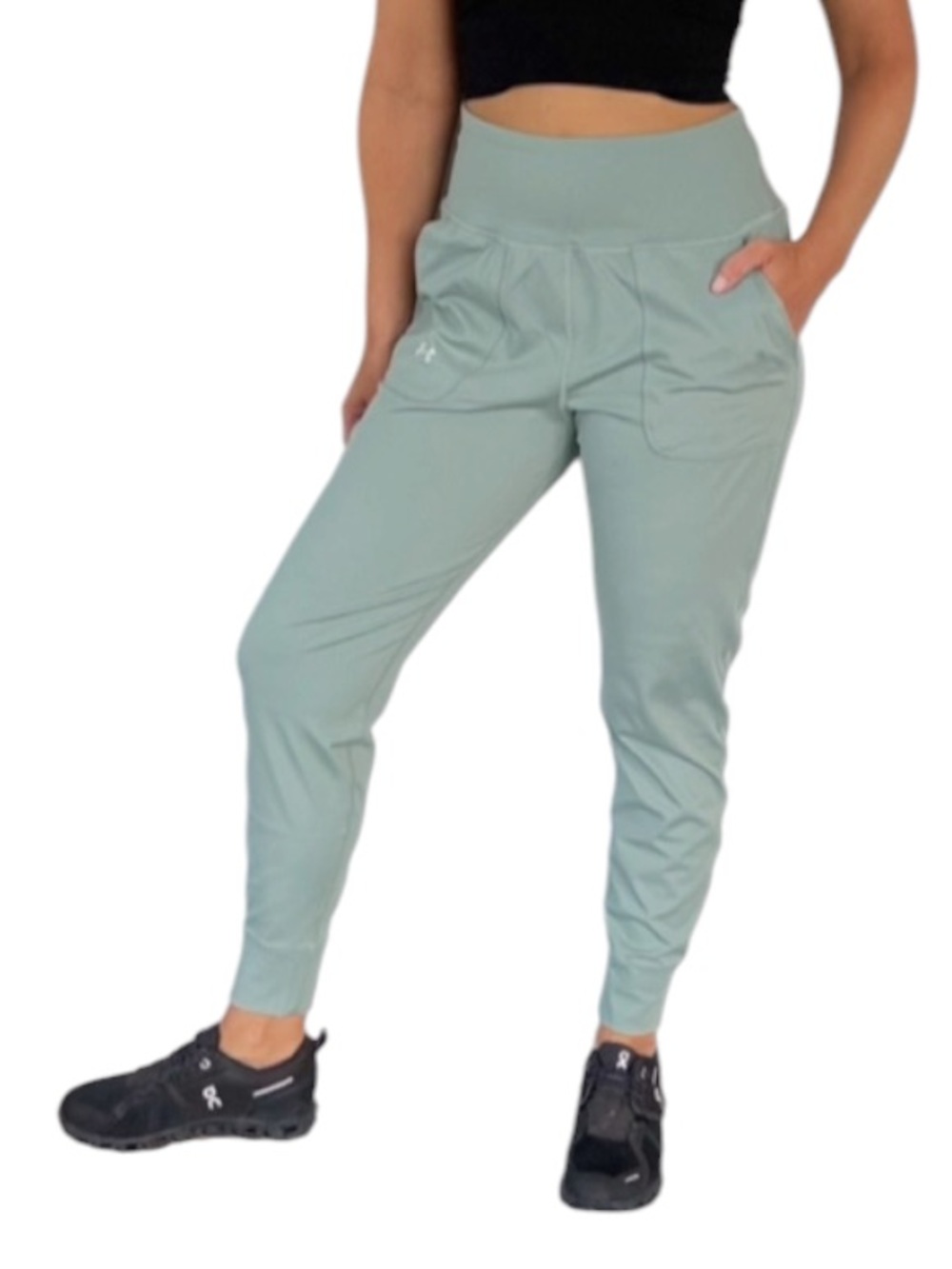 Under Armour seafoam green high rise stretch tapered ankle jogger pants medium